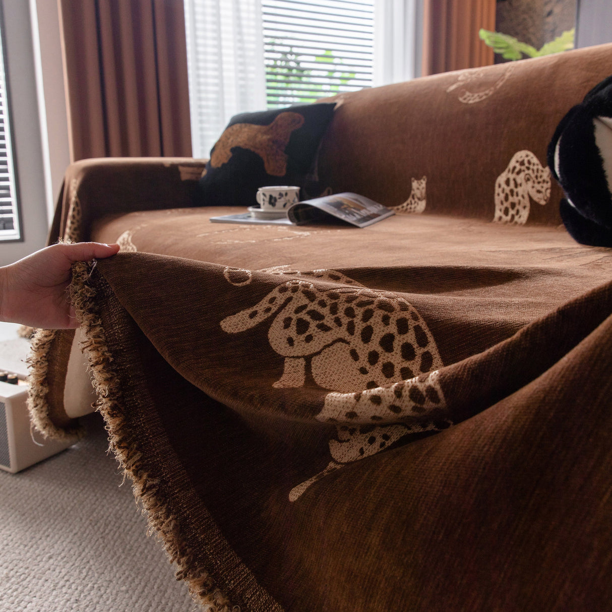 Leopard Sofa Cover Blanket Stylish Furniture Protector Throw for Couches & Loveseats