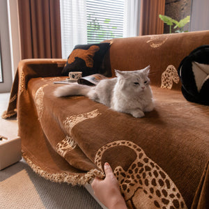 Leopard Sofa Cover Blanket Stylish Furniture Protector Throw for Couches & Loveseats