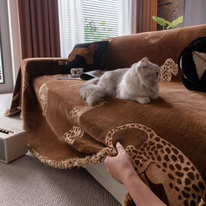 Leopard Sofa Cover Blanket Stylish Furniture Protector Throw for Couches & Loveseats