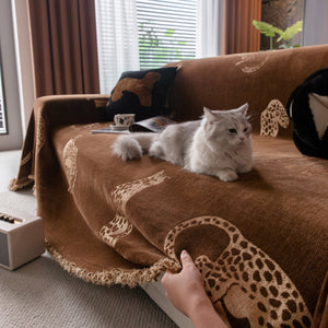 Leopard Sofa Cover Blanket Stylish Furniture Protector Throw for Couches & Loveseats