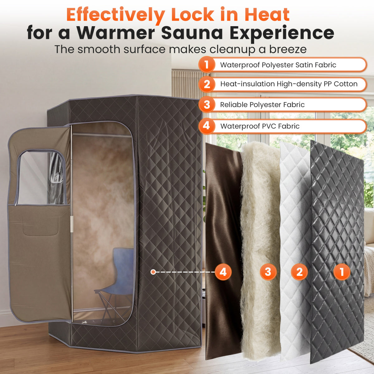 3L Portable Steam Sauna for Home Fast-Heat with 9-Level Remote Control and Folding Chair-Gray