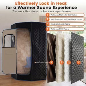 3L Portable Steam Sauna for Home Fast-Heat with 9-Level Remote Control and Folding Chair-Black