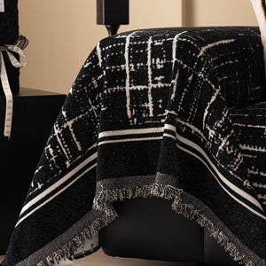 Modern Couch Protector Blanket Woven Chenille Sofa Cover Throw with Artistic Grid