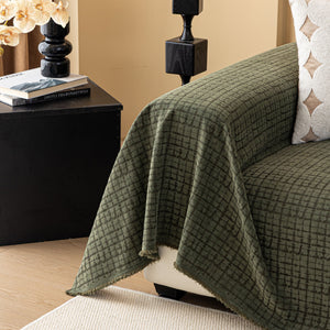 Jacquard Textured Couch Cover Throw, Soft Thick Decorative Slipcover for Couch