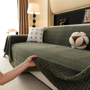 Jacquard Textured Couch Cover Throw, Soft Thick Decorative Slipcover for Couch