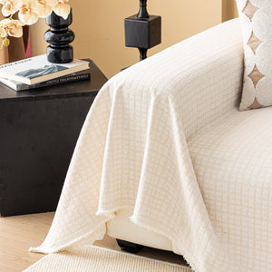 Jacquard Textured Couch Cover Throw, Soft Thick Decorative Slipcover for Couch