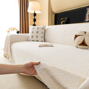 Jacquard Textured Couch Cover Throw, Soft Thick Decorative Slipcover for Couch