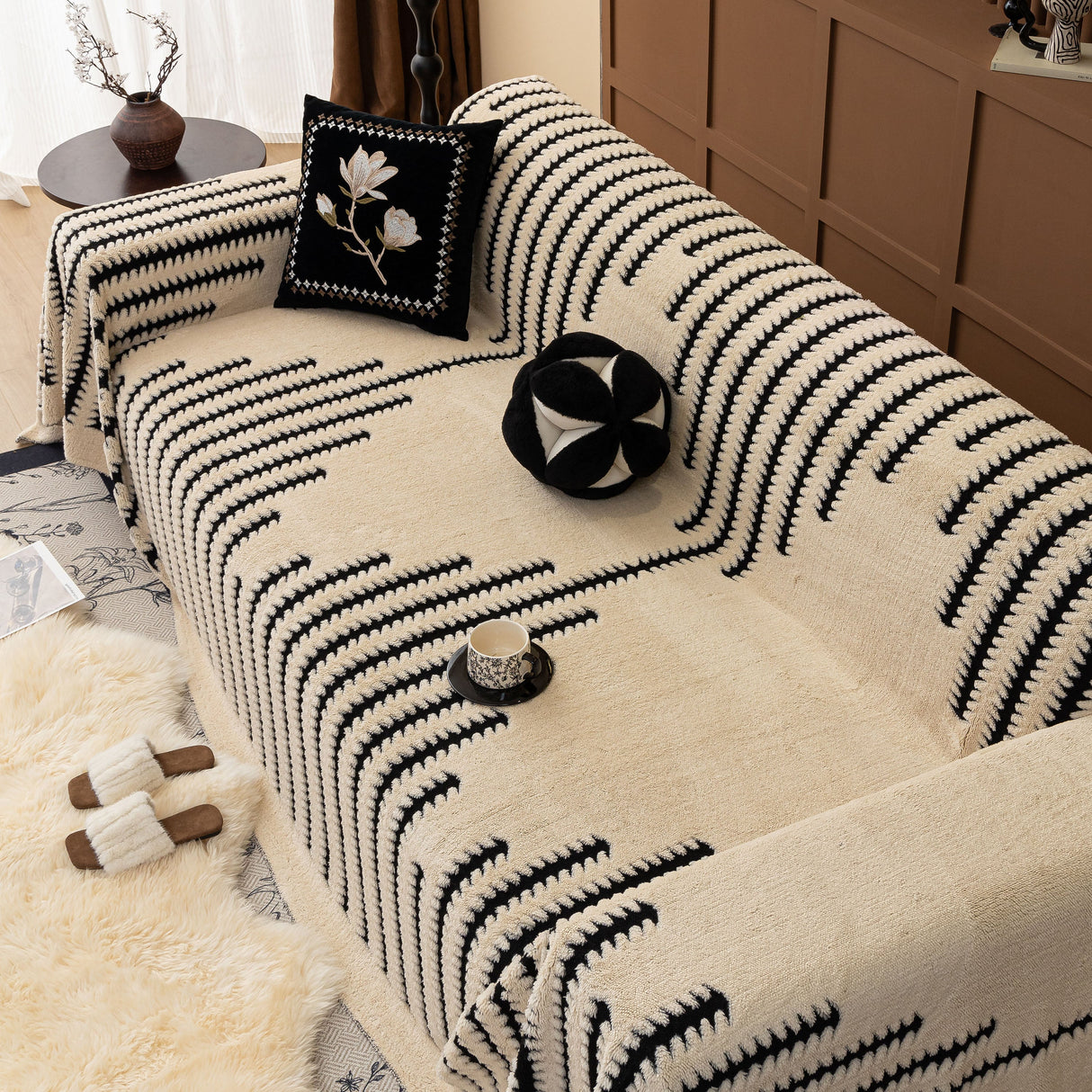 Jacquard Fleece Throw Blanket for Couch Plush Fuzzy Cozy Soft Blankets and Throws for Sofa