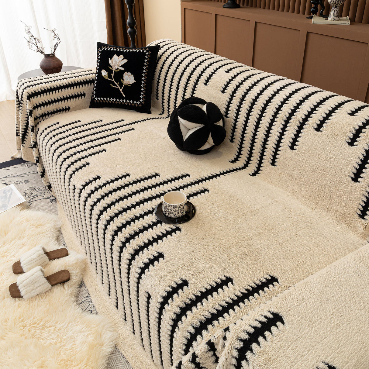 Jacquard Fleece Throw Blanket for Couch Plush Fuzzy Cozy Soft Blankets and Throws for Sofa