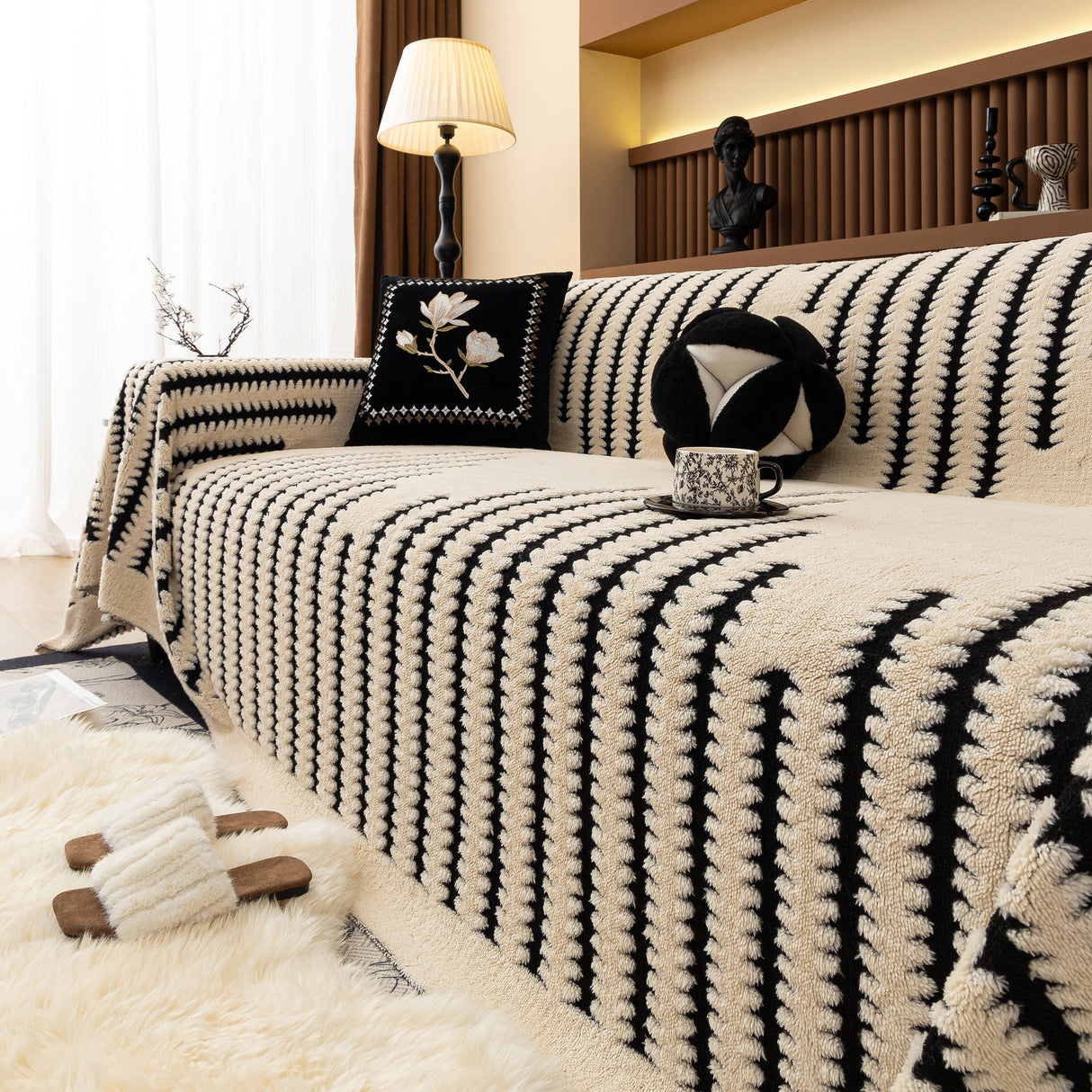 Jacquard Fleece Throw Blanket for Couch Plush Fuzzy Cozy Soft Blankets and Throws for Sofa