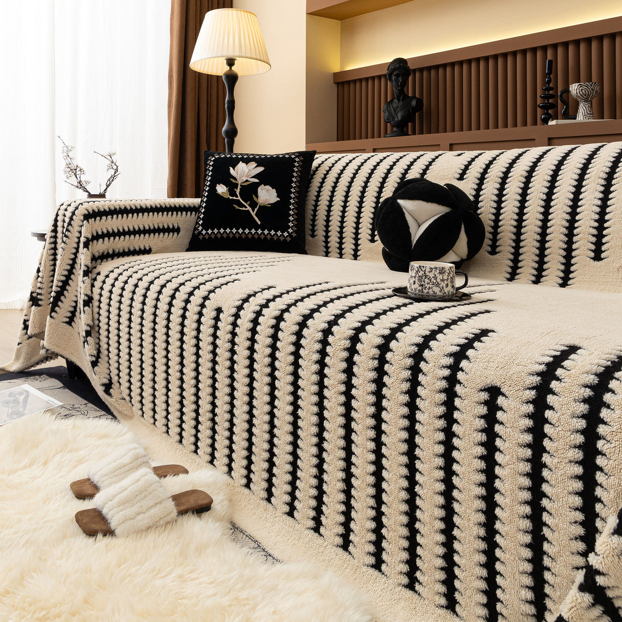 Jacquard Fleece Throw Blanket for Couch Plush Fuzzy Cozy Soft Blankets and Throws for Sofa