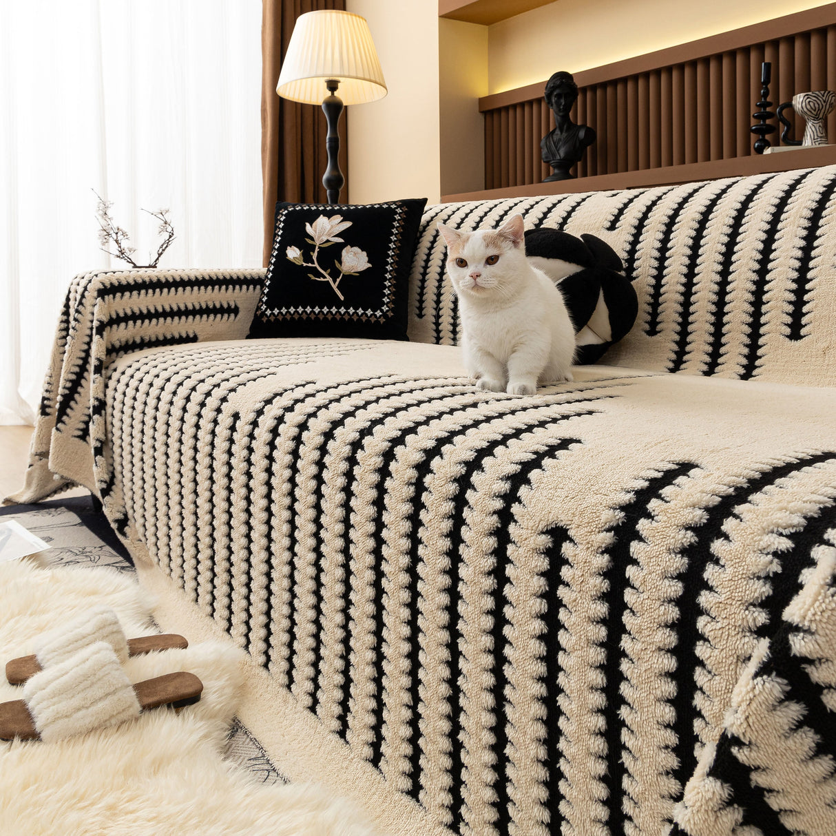 Jacquard Fleece Throw Blanket for Couch Plush Fuzzy Cozy Soft Blankets and Throws for Sofa