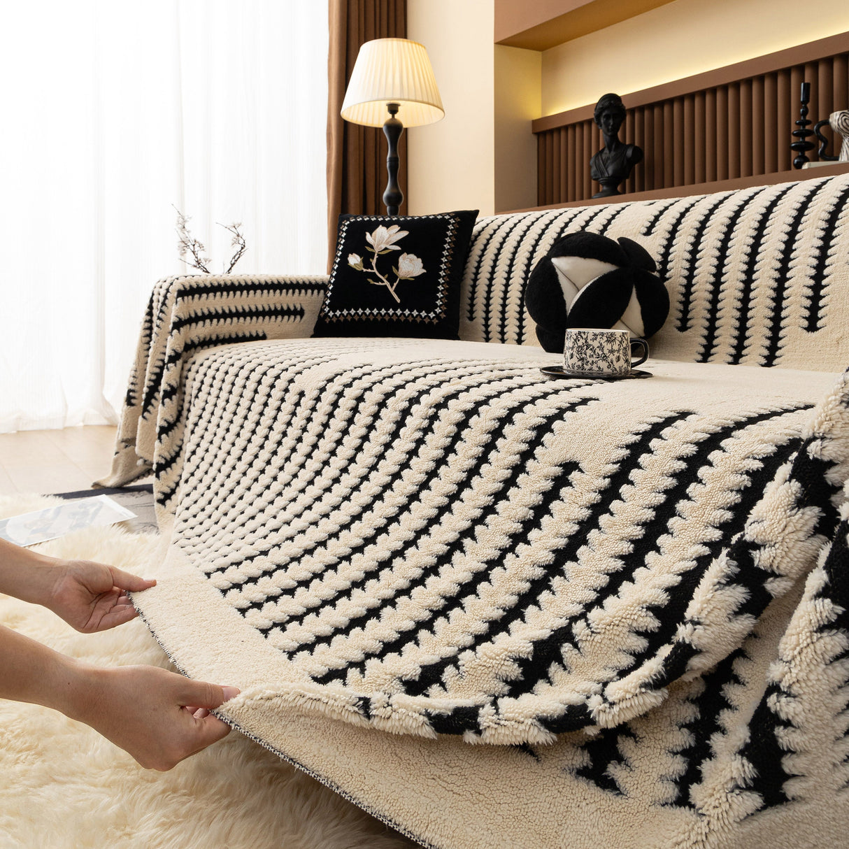 Jacquard Fleece Throw Blanket for Couch Plush Fuzzy Cozy Soft Blankets and Throws for Sofa