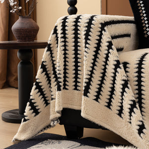 Jacquard Fleece Throw Blanket for Couch Plush Fuzzy Cozy Soft Blankets and Throws for Sofa