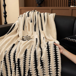 Jacquard Fleece Throw Blanket for Couch Plush Fuzzy Cozy Soft Blankets and Throws for Sofa