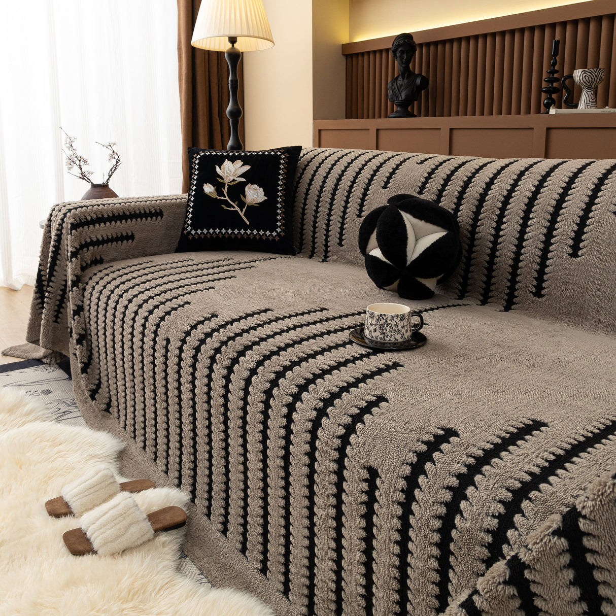 Jacquard Fleece Throw Blanket for Couch Plush Fuzzy Cozy Soft Blankets and Throws for Sofa