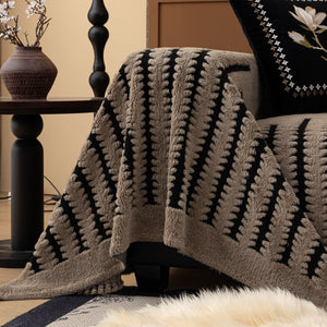 Jacquard Fleece Throw Blanket for Couch Plush Fuzzy Cozy Soft Blankets and Throws for Sofa