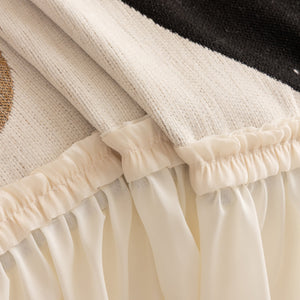 Retro Floral Sofa Cover with Sheer Ruffle Skirt, Decorative Sofa Protector Cover