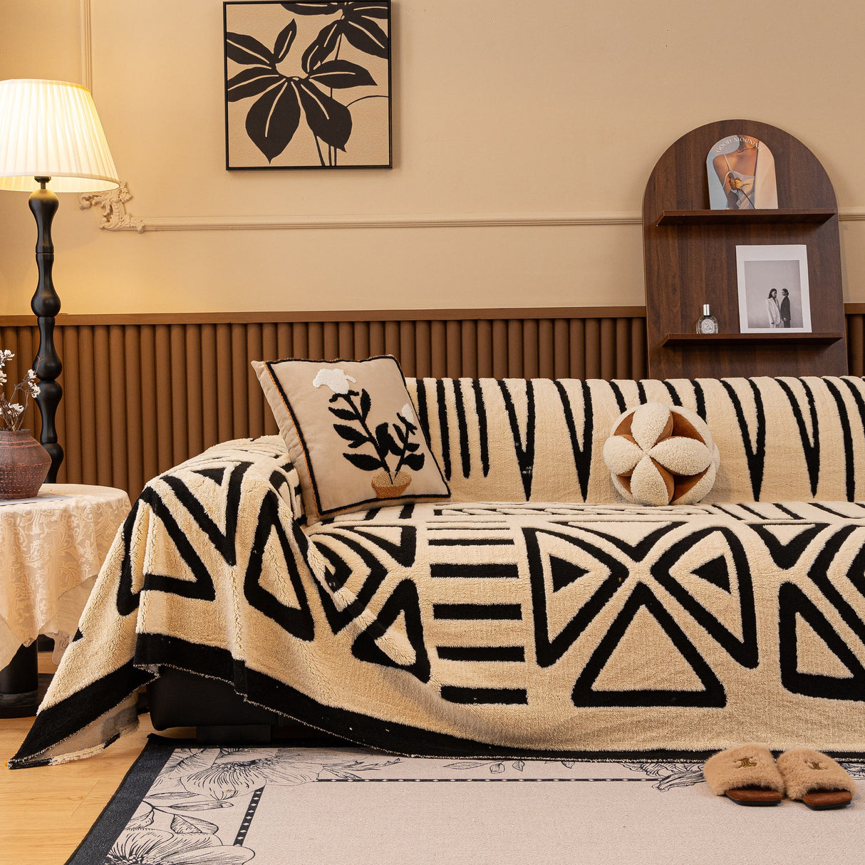 Boho Plush Couch Cover Bohemian Throw Blanket Decor Covers Sofa Chair Furniture Bed