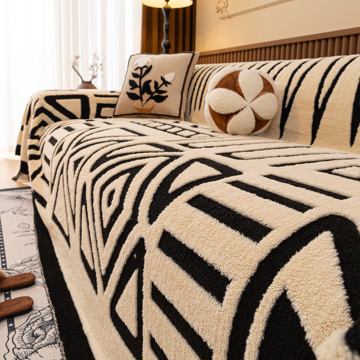 Boho Plush Couch Cover Bohemian Throw Blanket Decor Covers Sofa Chair Furniture Bed