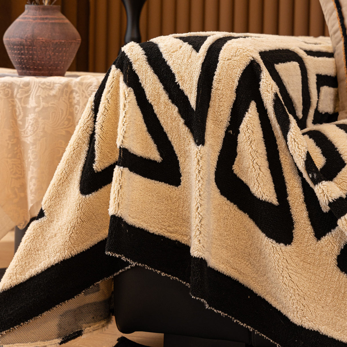 Boho Plush Couch Cover Bohemian Throw Blanket Decor Covers Sofa Chair Furniture Bed