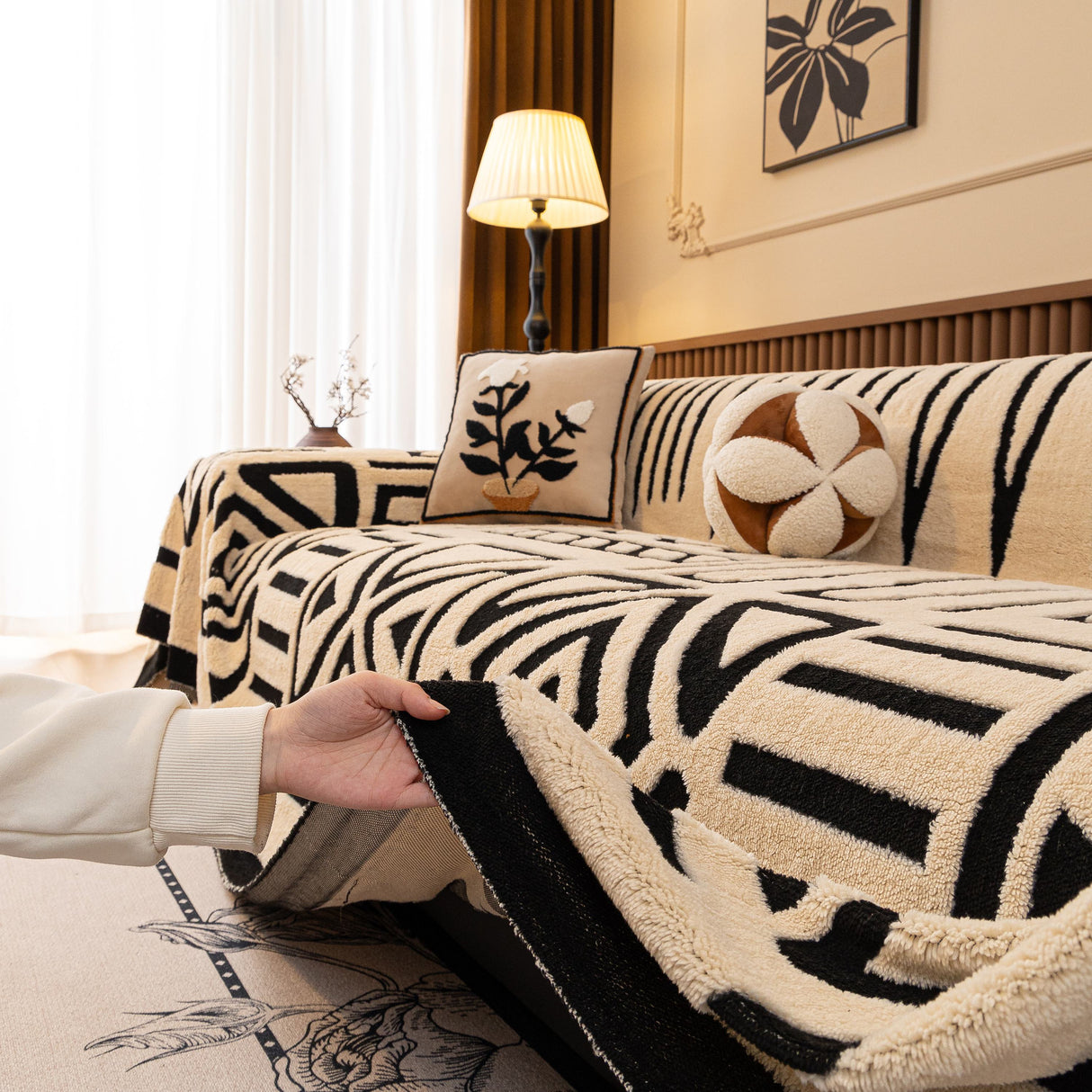 Boho Plush Couch Cover Bohemian Throw Blanket Decor Covers Sofa Chair Furniture Bed