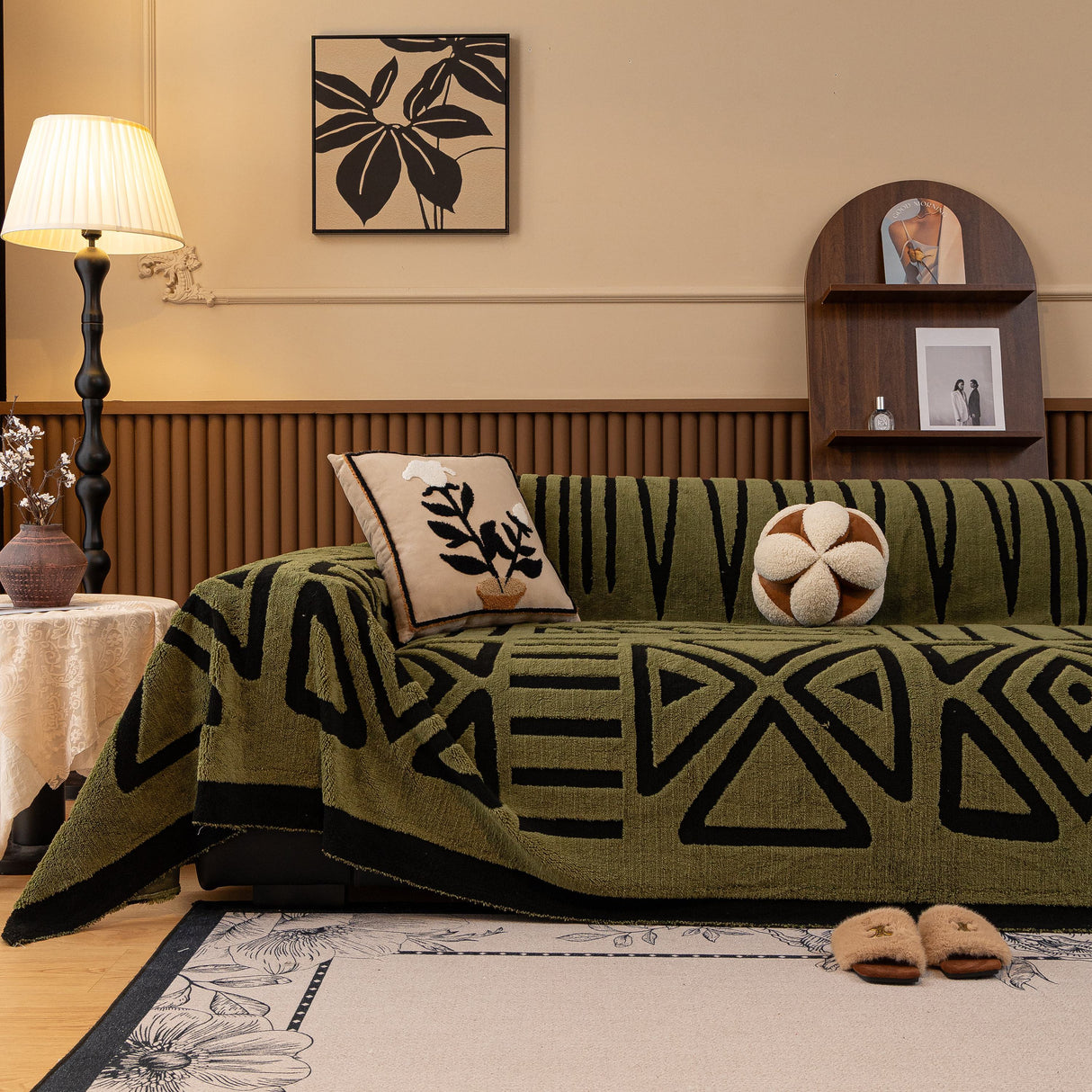 Boho Plush Couch Cover Bohemian Throw Blanket Decor Covers Sofa Chair Furniture Bed