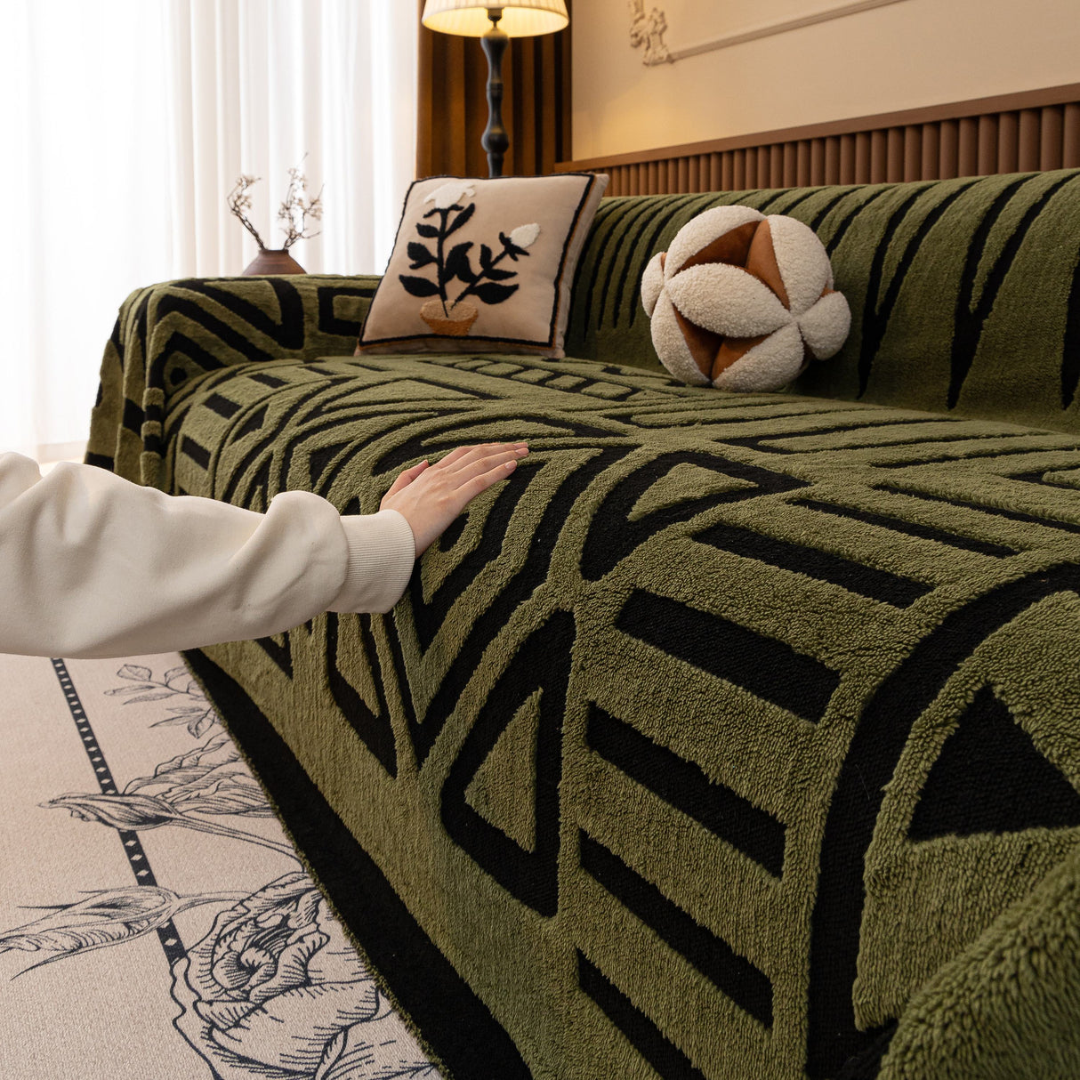 Boho Plush Couch Cover Bohemian Throw Blanket Decor Covers Sofa Chair Furniture Bed