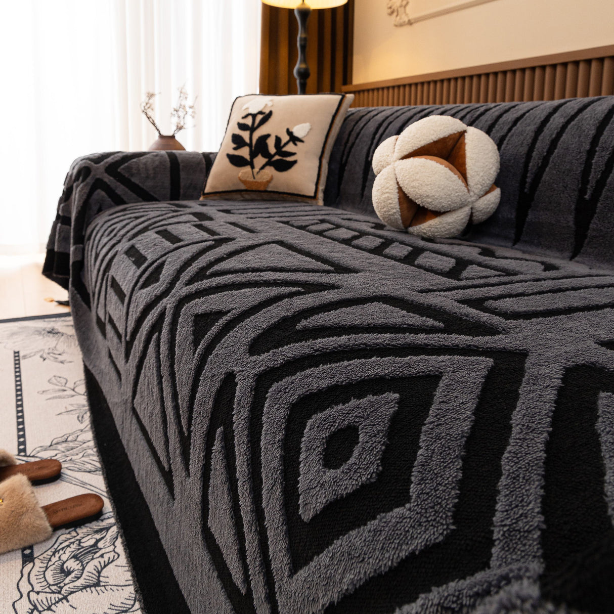 Boho Plush Couch Cover Bohemian Throw Blanket Decor Covers Sofa Chair Furniture Bed