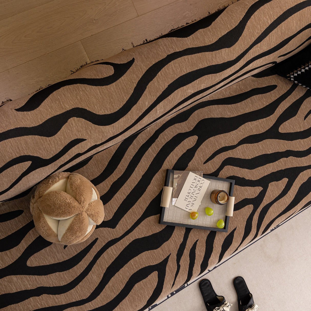 Zebra Striped Chenille Throw Sofa Cover Full-Cover Decorative Furniture Slipcover