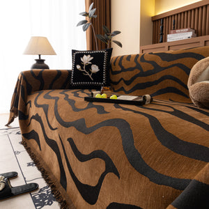 Zebra Striped Chenille Throw Sofa Cover Full-Cover Decorative Furniture Slipcover