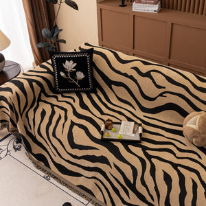 Zebra Striped Chenille Throw Sofa Cover Full-Cover Decorative Furniture Slipcover