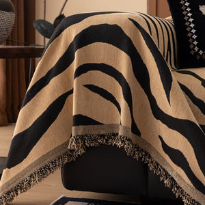 Zebra Striped Chenille Throw Sofa Cover Full-Cover Decorative Furniture Slipcover
