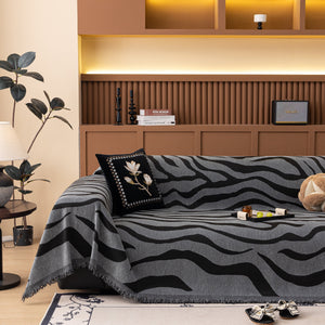 Zebra Striped Chenille Throw Sofa Cover Full-Cover Decorative Furniture Slipcover