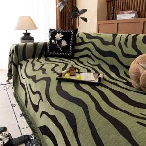 Zebra Striped Chenille Throw Sofa Cover Full-Cover Decorative Furniture Slipcover
