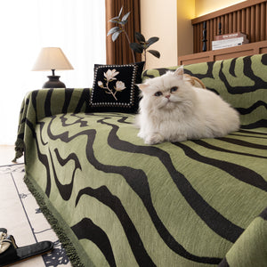 Zebra Striped Chenille Throw Sofa Cover Full-Cover Decorative Furniture Slipcover
