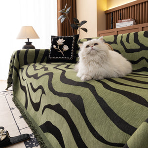 Zebra Striped Chenille Throw Sofa Cover Full-Cover Decorative Furniture Slipcover