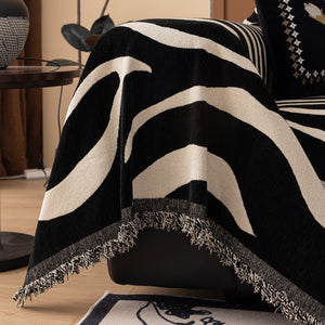 Zebra Striped Chenille Throw Sofa Cover Full-Cover Decorative Furniture Slipcover