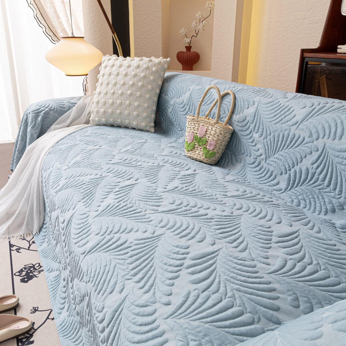 Cooling Quilted Non-Slip Furniture Protector for Pets & Kids, Washable Sofa Slipcover