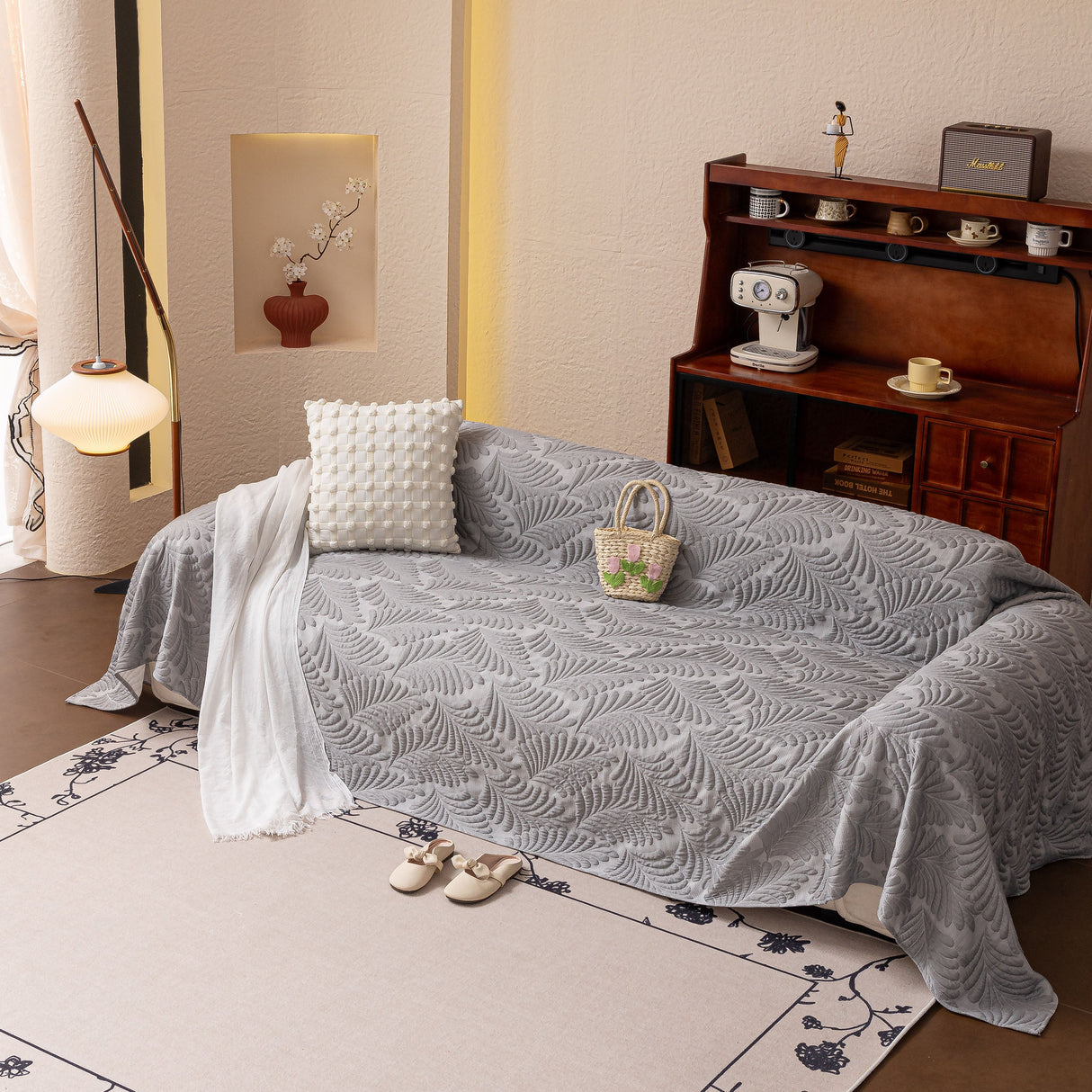 Cooling Quilted Non-Slip Furniture Protector for Pets & Kids, Washable Sofa Slipcover