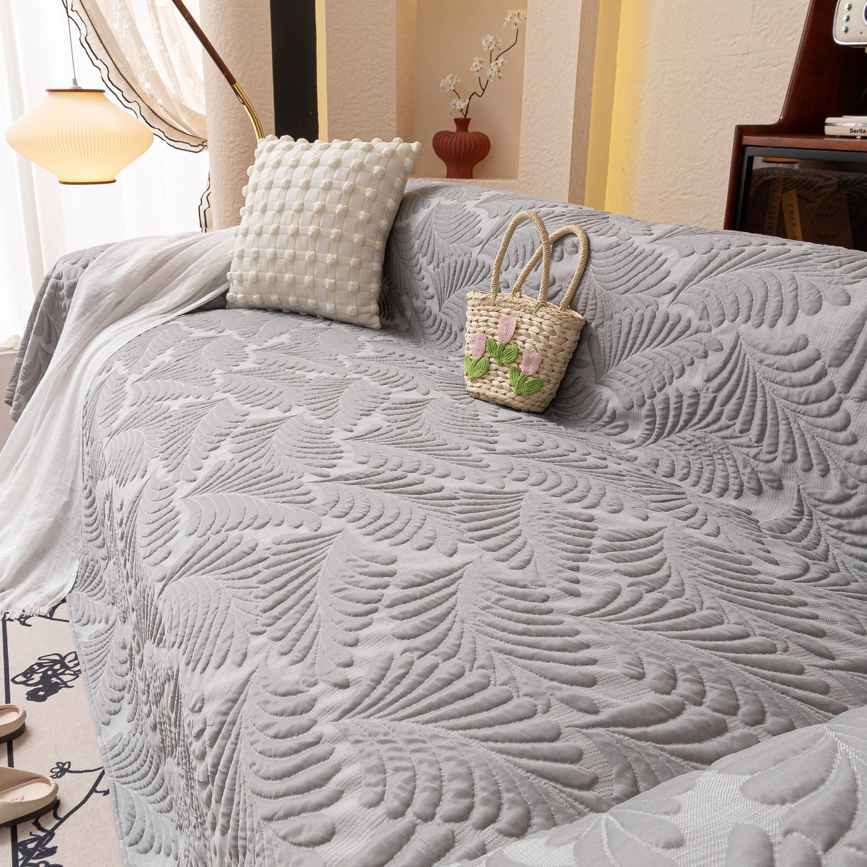 Cooling Quilted Non-Slip Furniture Protector for Pets & Kids, Washable Sofa Slipcover