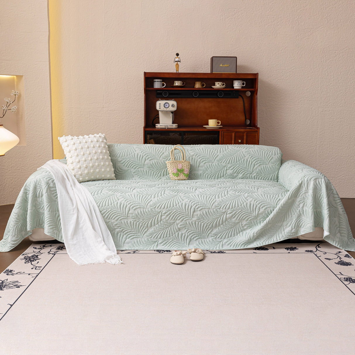 Cooling Quilted Non-Slip Furniture Protector for Pets & Kids, Washable Sofa Slipcover