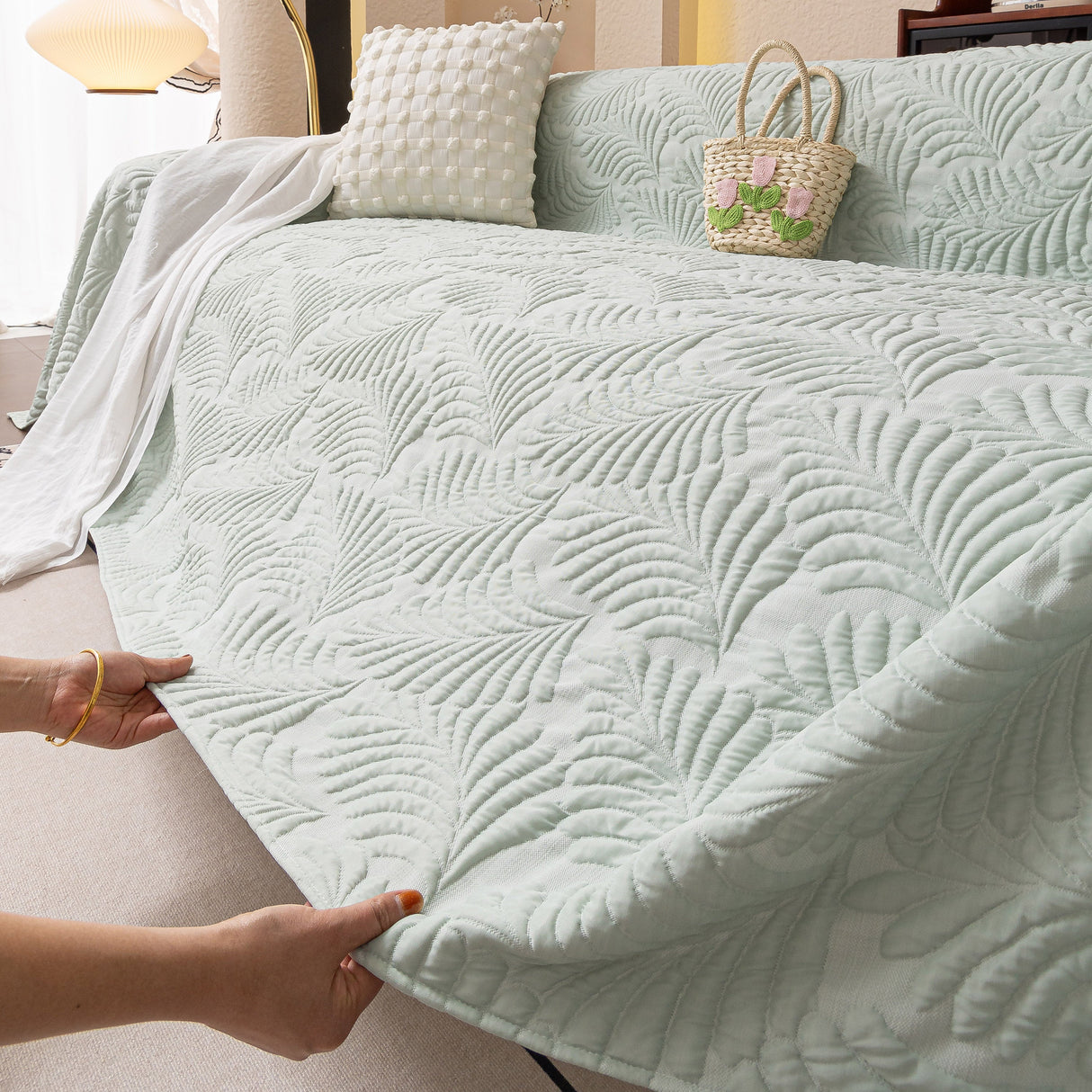 Cooling Quilted Non-Slip Furniture Protector for Pets & Kids, Washable Sofa Slipcover