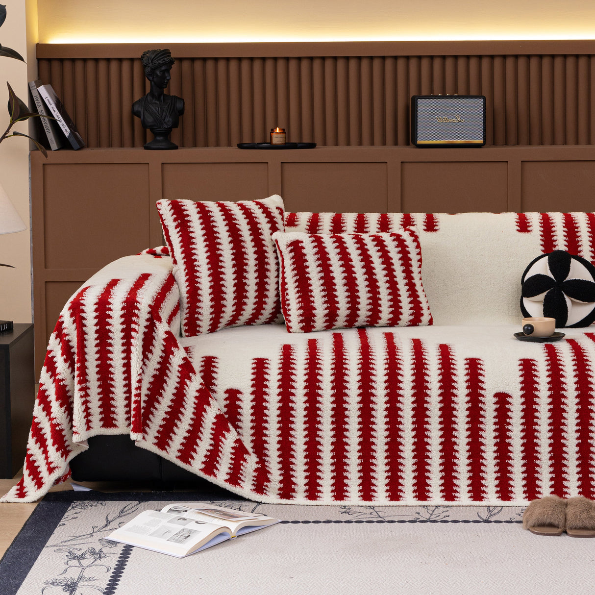 Jacquard Fleece Throw Blanket for Couch Plush Fuzzy Cozy Soft Blankets and Throws for Sofa