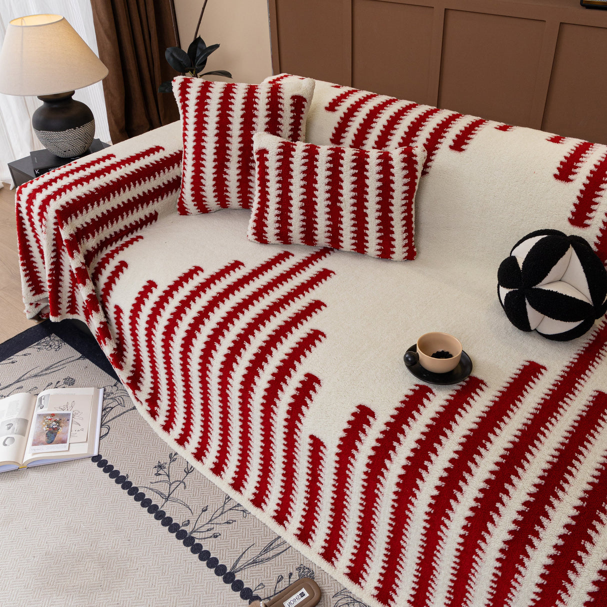 Jacquard Fleece Throw Blanket for Couch Plush Fuzzy Cozy Soft Blankets and Throws for Sofa