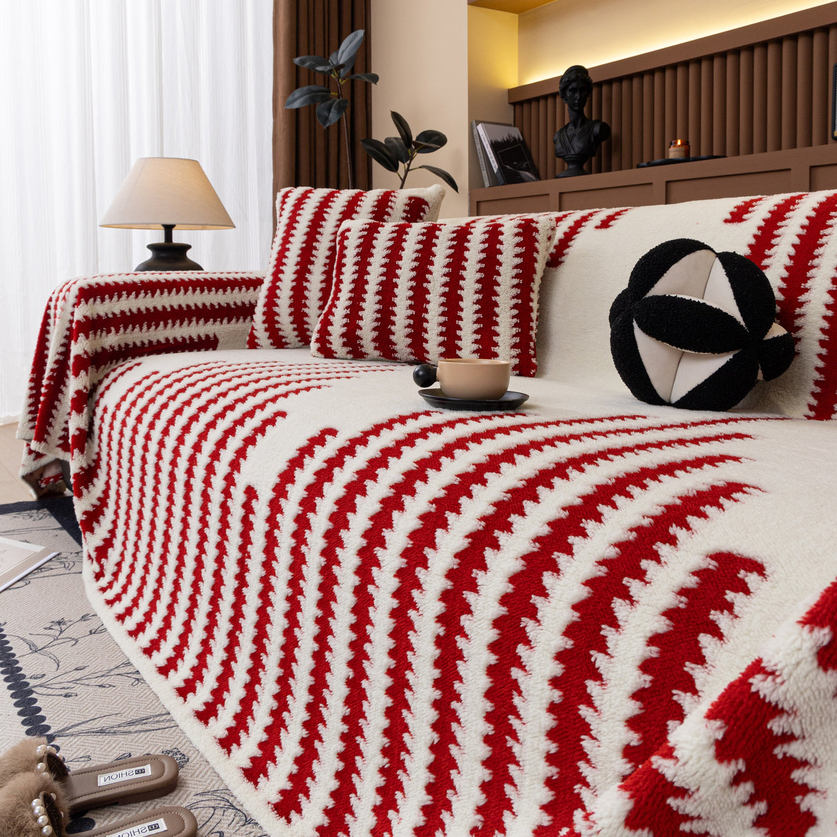 Jacquard Fleece Throw Blanket for Couch Plush Fuzzy Cozy Soft Blankets and Throws for Sofa