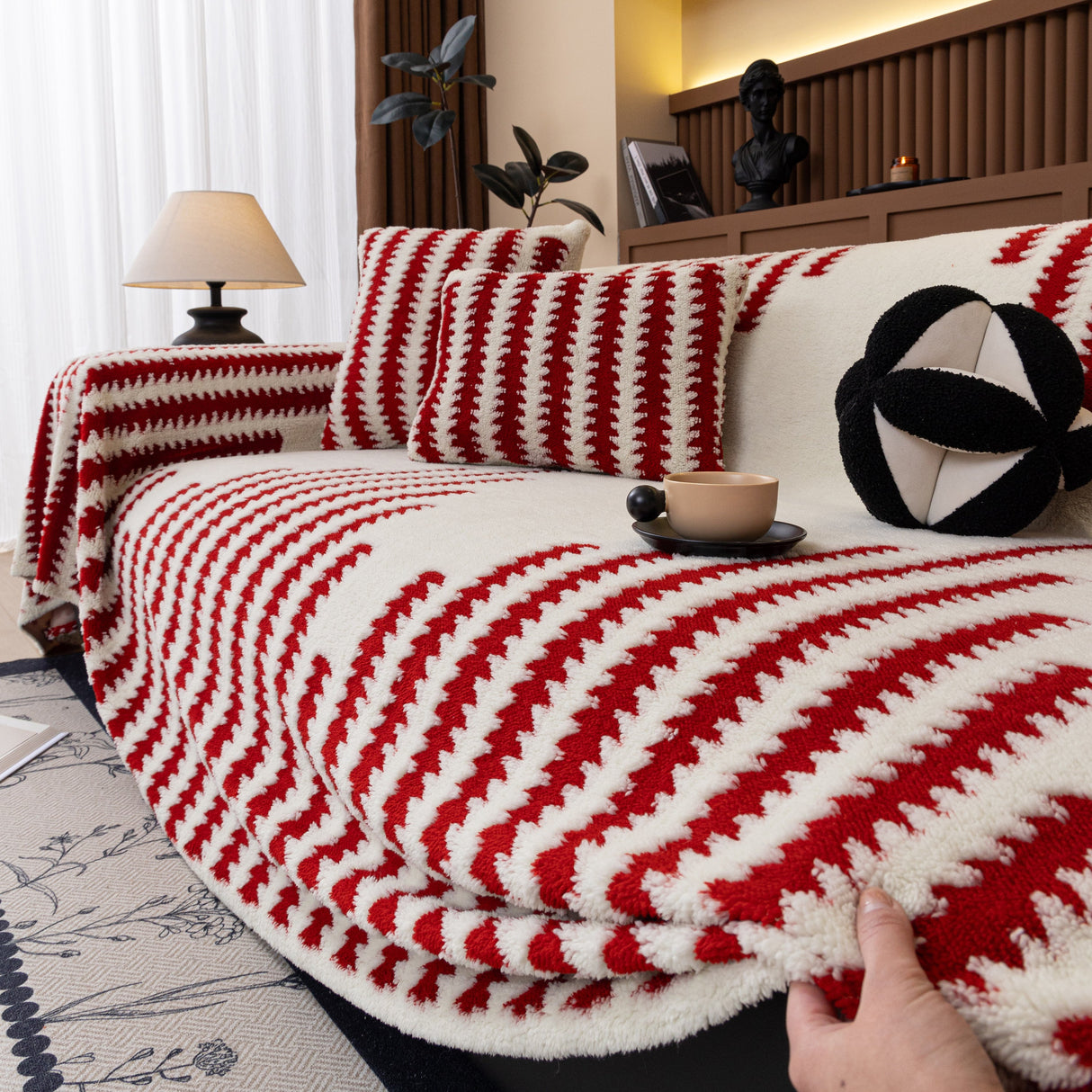 Jacquard Fleece Throw Blanket for Couch Plush Fuzzy Cozy Soft Blankets and Throws for Sofa