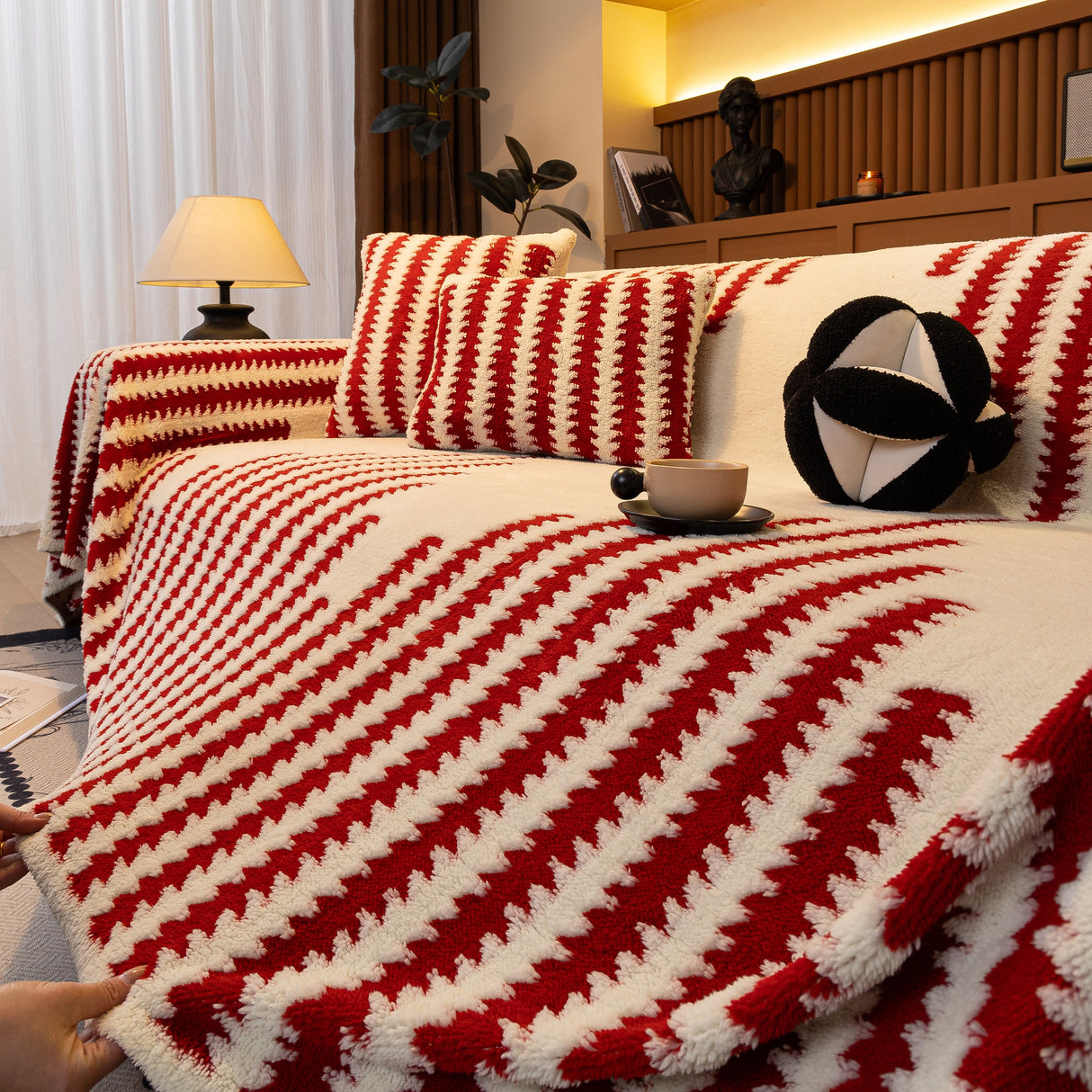 Jacquard Fleece Throw Blanket for Couch Plush Fuzzy Cozy Soft Blankets and Throws for Sofa