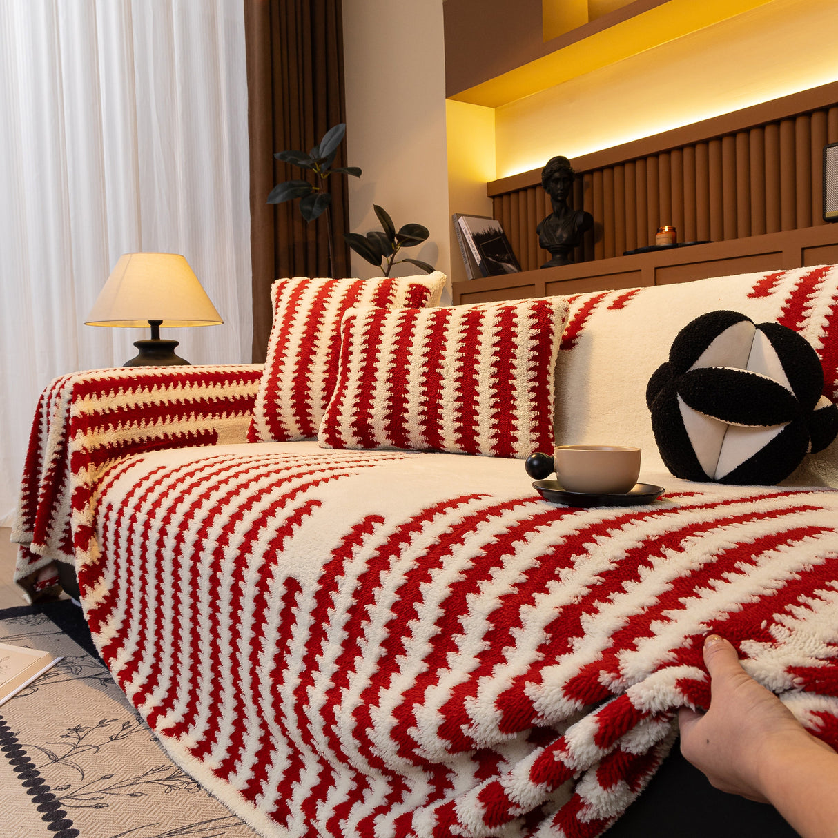 Jacquard Fleece Throw Blanket for Couch Plush Fuzzy Cozy Soft Blankets and Throws for Sofa