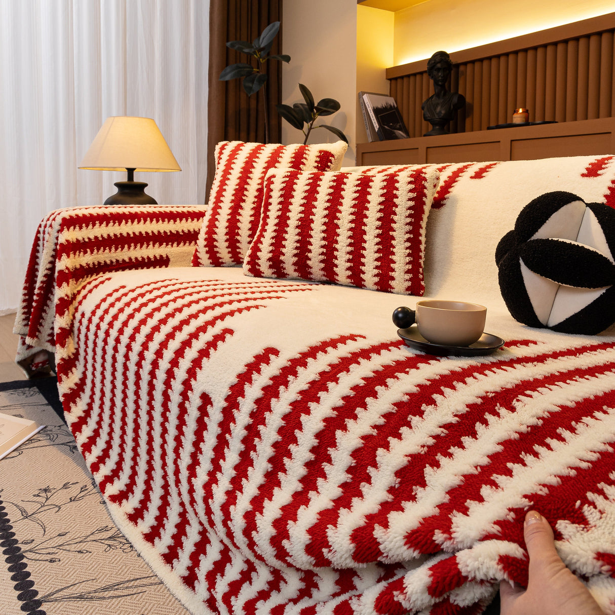 Jacquard Fleece Throw Blanket for Couch Plush Fuzzy Cozy Soft Blankets and Throws for Sofa